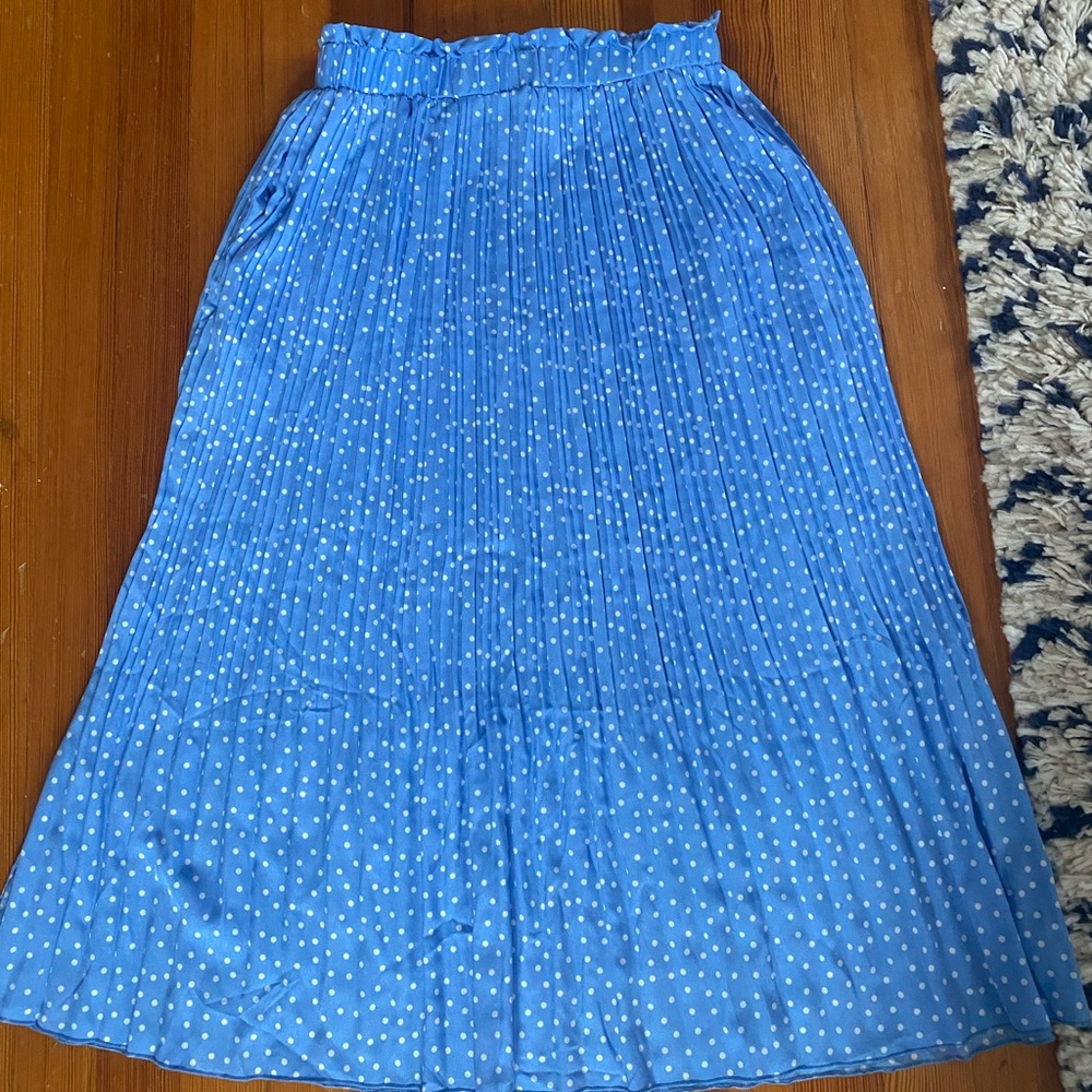 EXLURA Women’s High Wait Polka Dot Pleated Skirt Midi Swing Skirt